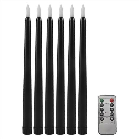 Lot de 6 bougies coniques d'Halloween noires à télécommande, bougies à piles (1/5)