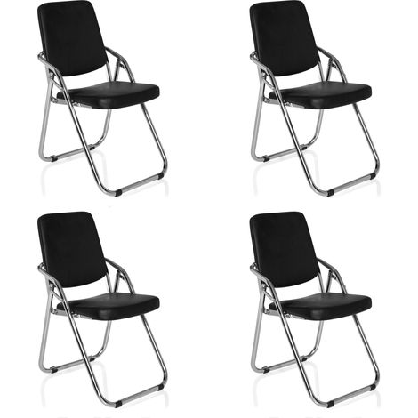 Konferenzstuhl / Besucherstuhl / Klappstuhl ESTO V PU schwarz 4er Pack hjh OFFICE (1/5)