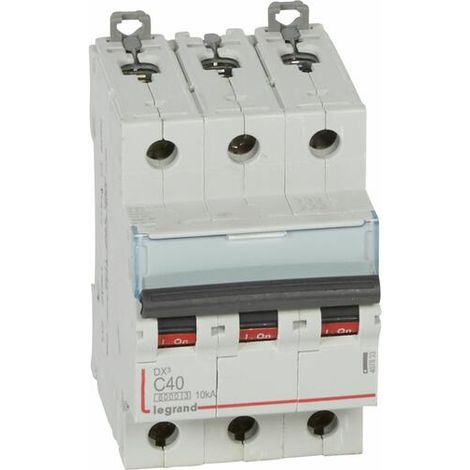 Disjoncteur DX³6000 10kA arrivée haute et départ bas à vis 3P 400V - 40A - courbe C - pour peigne HX³ traditionnel - LEGRAND