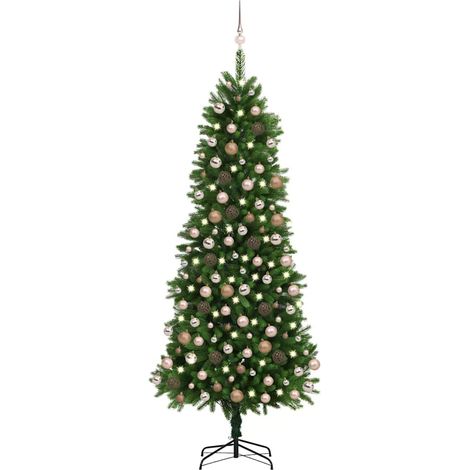 vidaXL Künstlicher Weihnachtsbaum mit Beleuchtung Kugeln 240 cm Grün (1/5)