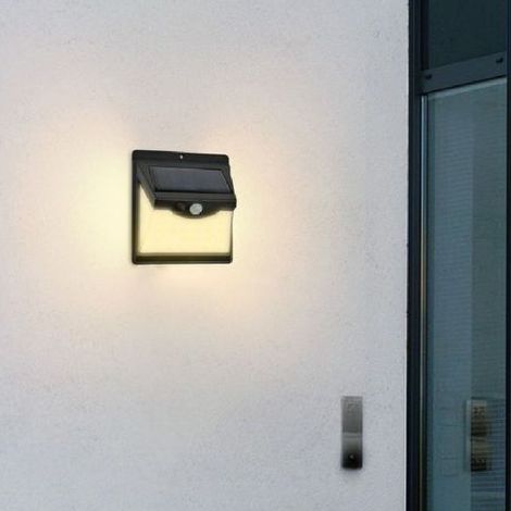 TrAdE Shop Traesio - Faretto Applique Led A Parete Con Pannello Solare Luce Fredda 6500k Ip65 So-a3 - (1/3)
