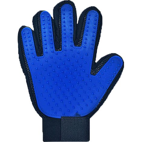 2 Gants de brossage, silicone souple, conception 5 doigts, ajustable, pour chat chien cheval lapin (1/4)