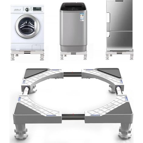 Support Machine à Laver Réglable 45-65cm Base de Réfrigérateur Antivibration Socle Lave Linge avec 4 Pieds pour Frigo Lave-linge Sèche-linge Charge 300 kg (1/5)