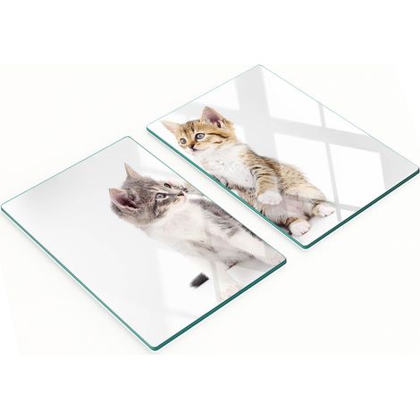 Taglieri da cucina in vetro con grafica di due gattini, 2x40x52 cm (1/5)