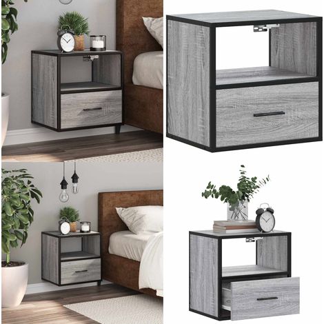 vidaXL Wand-Nachttisch Grau Sonoma 40x31x39,5 cm (1/5)