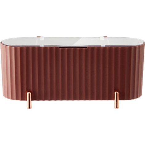 Organisateur de maquillage de bureau, porte-coton avec couvercle transparent, boîte pour cotons-tiges, pour salle de bain, mauve pâle (1/5)