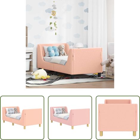 Schafstoffbett - Kinderbettgestell mit Kopfteil Rosa 70 x 140 cm Schafstoff (1/5)
