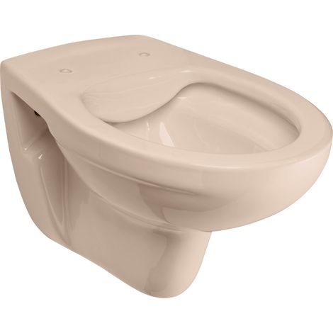 Calmwaters® Spülrandloses Hänge WC in Beige-Bahamabeige, Wand WC Abgang waagerecht, Tiefspül WC ohne Spülrand, Tiefspüler wandhängend, Wandtoilette aus Sanitärkeramik in Beige, 08AB6146 (1/5)