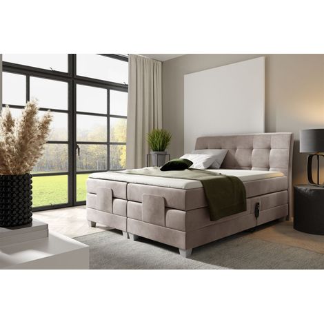 Boxspringbett Elektrisch Bett FRANCO 120x200cm in Stoff Fresh Macchiato (1/2)