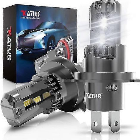 2 ampoules LED H4 haute puissance pour phares de voiture, format mini (échelle 1:1), 20 000 lm, 6 500 K, ultra-lumineuses, installation facile (Plug and Play). (1/5)