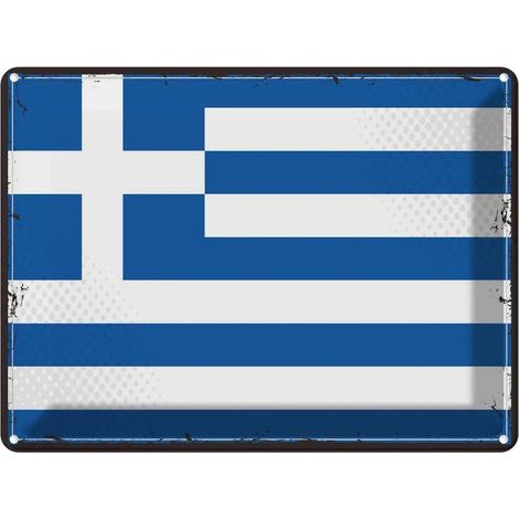 Plaque métallique 30x40 cm Drapeau grec rétro Armoiries (1/5)