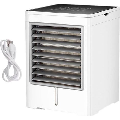 Mini Climatiseur Portable USB, 3 Vitesses Contrôle Tactile, Ventilateur Évaporatif pour Chambre, Tente, Voiture, Camping-KZQ (1/5)