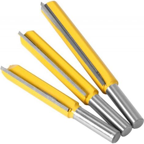 3pcs8mm Flush Trim Router Bits Extra Long Mèches Carbide Router Bits à Bois Fraise à Menuiserie Outil de Woodworking Cutter Lame (1/4)