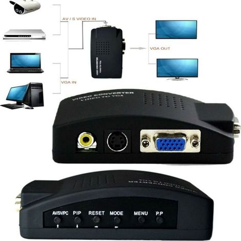 ADATTATORE CONVERTITORE VIDEO DA VGA RCA S-VIDEO IN VGA OUT PC NOTEBOOK NERO (1/5)