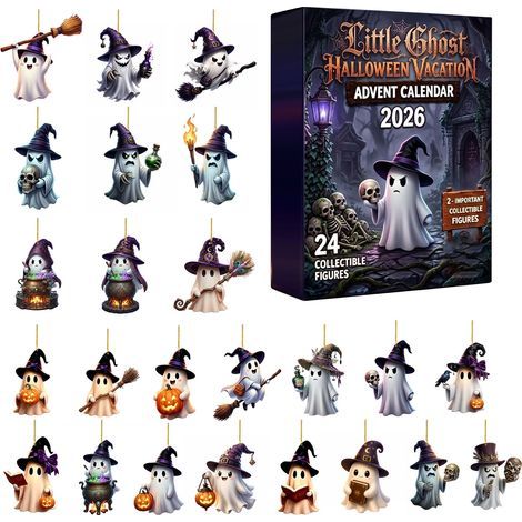Halloween-Adventskalender – Überraschungsbox – 24-Tage-Countdown – Flacher Acryl-Anhänger – Stil H