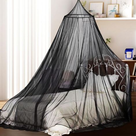 Moustiquaire Noire pour Lit Simple à Queen Baldaquin Complet, Protection Contre les Insectes, Tente à Suspension pour Chambre (1/5)