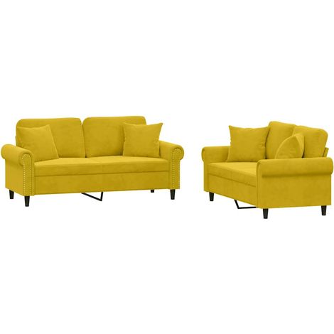 Maison Exclusive - Set di Divani 2 pz con Cuscini Giallo in Velluto