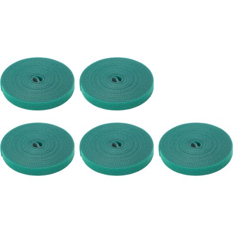 5 Rollen Pflanzenbinder, wiederverwendbar, zuschneidbar, selbstklebend, Klettverschluss, Nylon-Gartenband, Baumbinder zur Pflanzenstütze und -begradigung, dunkelgrün (1/5)