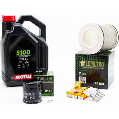 Kit Révision Filtres Bougies pour YAMAHA XJ 900 S Diversion de 1995 à 2003 - MOTUL 5100 10W40 4L
