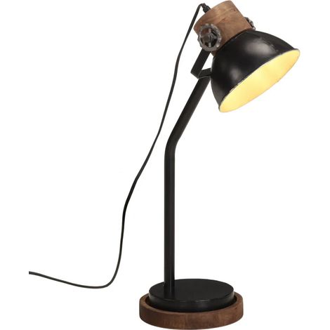 Lampe de bureau industrielle ergonomique 18 x 18 x 60 cm ambiance cosy en fer noir (1/5)