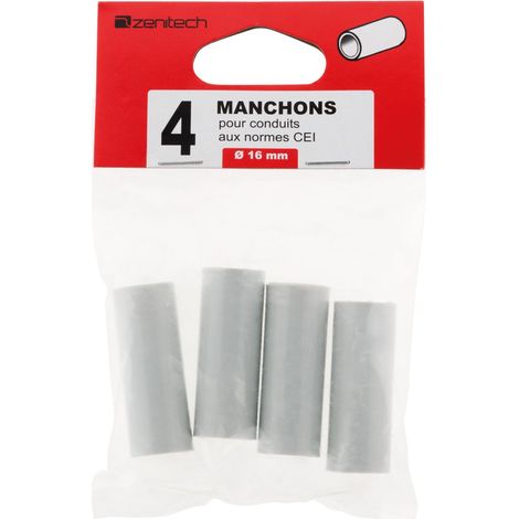 4 manchons pour conduits Ø 16mm - gris (1/5)