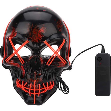 Masque LED électrique en forme de crâne, déco d'Halloween, accessoire cosplay, éclairage lumineux pour fête dansante (1/5)