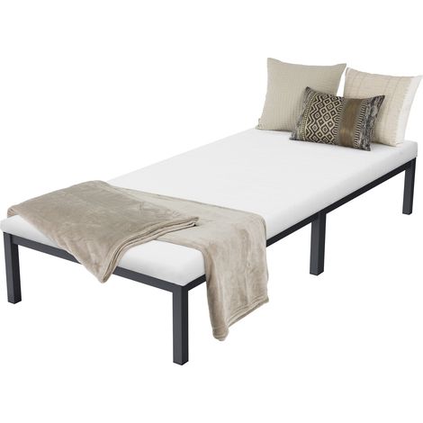 ML-Design Metallbett 90x200 cm auf Stahlrahmen mit Matratze H:10cm, Lattenrost, Anthrazit, Bettgestell aus Metall, robust, Bett für Schlafzimmer der Kinder Jugendliche Erwachsene, Jugendbett Gästebett