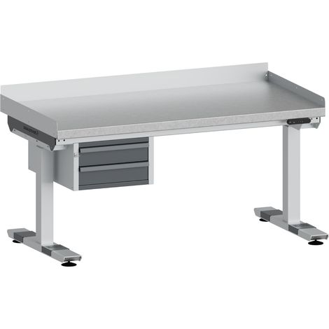 PROVOST - Établi électrique réglable 2 colonnes E-Lys avec recouvrement tôlé et bloc tiroirs