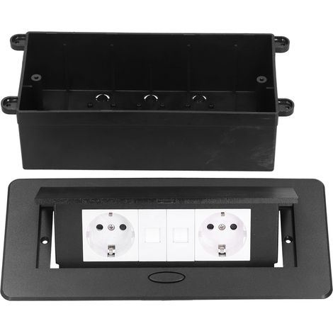 Multiprise de table escamotable, boîtier de connexion noir 250 V 16 A J29 pour la maison ou le bureau (1/5)
