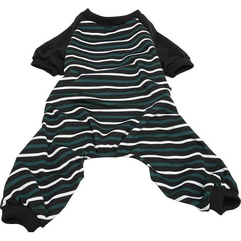 Pyjama rayé pour chien, doux et extensible, à la mode, pour chats et chiens à 4 pattes, vert et blanc, taille S (1/2)