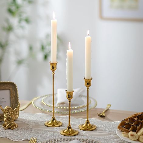 Bougeoir Doré: Vintage Bougeoirs Coniques Chandelier Doré Porte-Bougie Or Métal pour Décoration Mariage Centre Table Fête Noël (1/5)