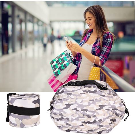 Pochette de rangement Unisex Pochette de Shopping [Marque de votre produit] Mode Shopping Bag léger 40x40cm Imperméable Folding Bag 110g [Couleur] Pochette de Voyage Gray Camouflage Modèle Shopping (1/5)