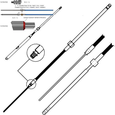 Câble de direction Ultraflex m58 gaine antifriction acier