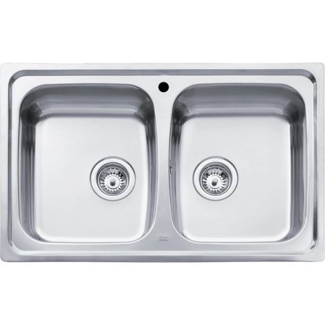 Fregadero de Cocina 2 Senos Teka Cuadrado 79 x 50 x 16 cm Fregadero de Acero Inoxidable para Cocina (1/5)
