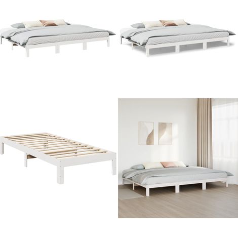 Cadre de lit familial sans matelas blanc 270x200 cm - Cadre de lit - Bois de pin (1/5)