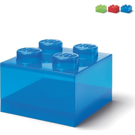 Transparenter Aufbewahrungsbehälter mit Deckel LEGO Brick 4 Noppen - Blau