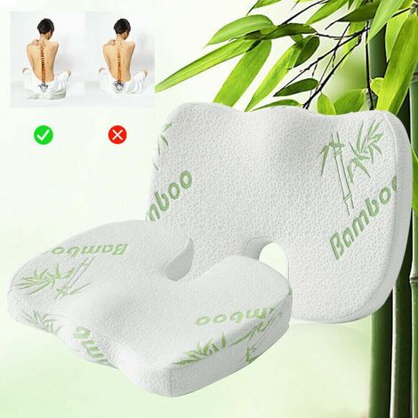 Orthopädisches, anatomisches Sitzkissen aus Memory-Schaum mit Bambusfasern gegen Rücken- und Lendenschmerzen.
