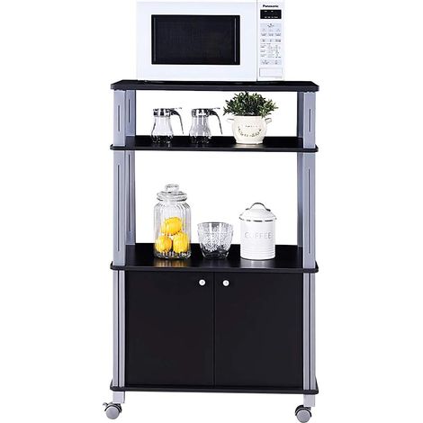 Costway – Etagère de cuisine roulante en MDF noir – 3 niveaux – 4 roulettes multidirectionnelles – Dimensions 60 x 39,5 x 92,8 cm (1/5)
