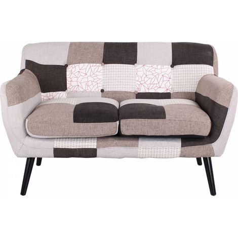 Divano 2 posti 130 cm - tessuto Patchwork Elegant imbottito ELLEN (1/4)