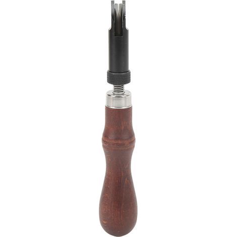 Rainureuse V Cuir, Pointe Rétractable en Acier Carbone, Manche en Bois pour Travail du Cuir DIY (1/5)