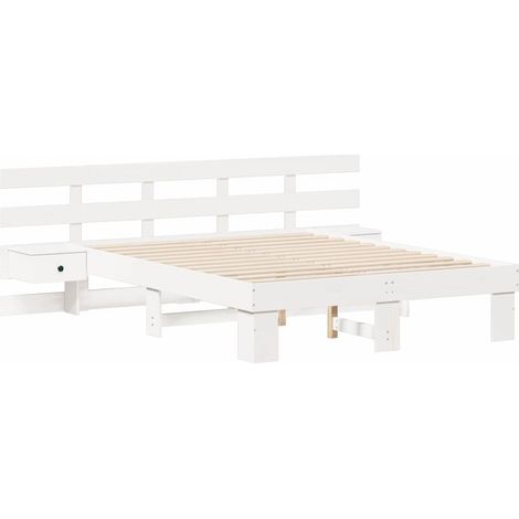 Lit double,Lit adulte,Cadre de lit Blanc 140 x 190 cm Pin massif et pin massif CFW3672971 (1/5)