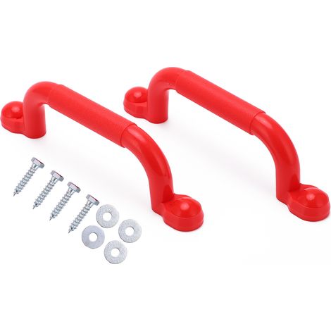 Kit de fixation poignée antidérapante sécurité pour cadre grimpe enfant balançoire jouet rouge (1/5)