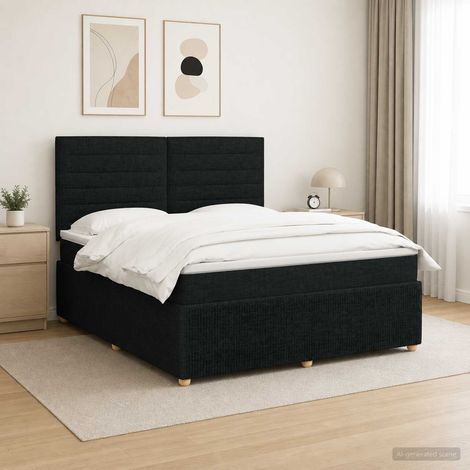 vidaXL Cama de muelles con LED y colchón Negro 140 x 190 cm Tela (1/5)