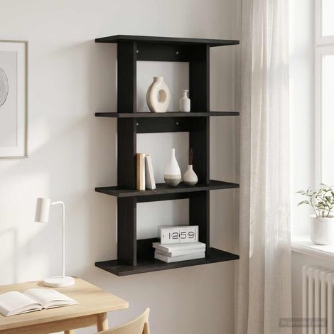 Étagère murale multifonctionnelle en bois d’ingénierie chêne noir 56 x 20 x 90 cm - PANGIVO (1/5)