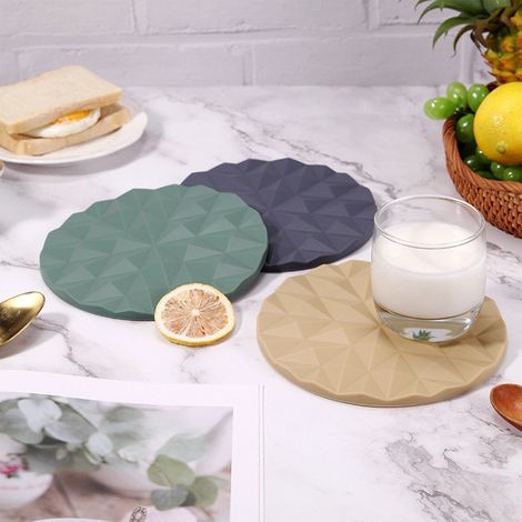 Placemat - Silicone - 16x16x1 cm - Chaleur Résistante Jusqu'à Haute Température - Antidérapant Double Face - Pour Cuisinière, Table, Salle De Bain - Lot De 2 (1/5)