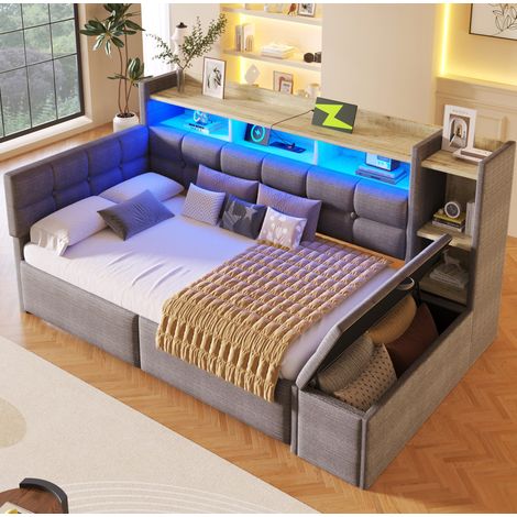 letto letto camera contenitore LED USB velluto OKMYHOME (1/5)