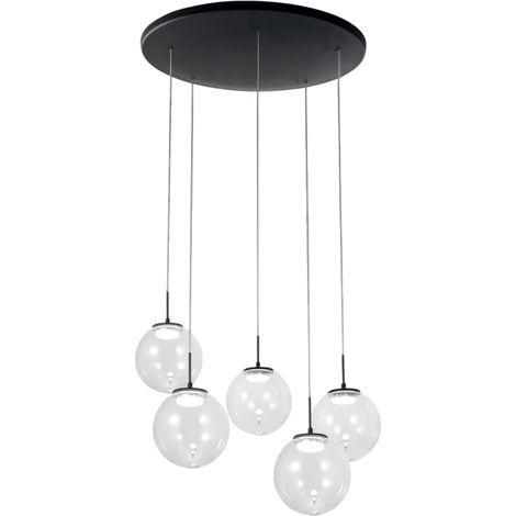 Lampadario Ariel Sospens Traspar/Goccia 5 luci metallo vetro per un design unico (1/4)