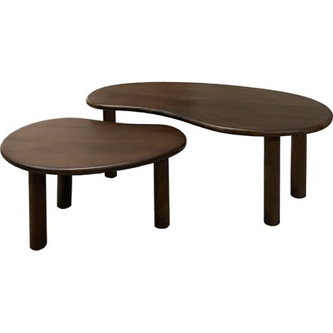 NUBIS-Set de 2 Tables basses gigognes en bois massif teinté (1/4)