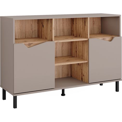 Commode Marelle, Greige/Artisan, 120x81.3cm avec 2 portes, Vicco
