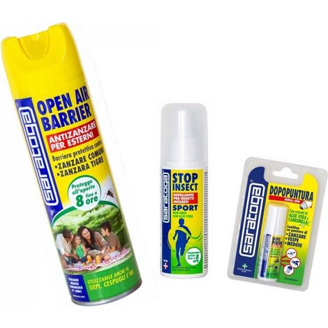 Kit Zanzare Barriera 8 ore + Stop insect + Dopo puntura repellente per insetti (1/4)